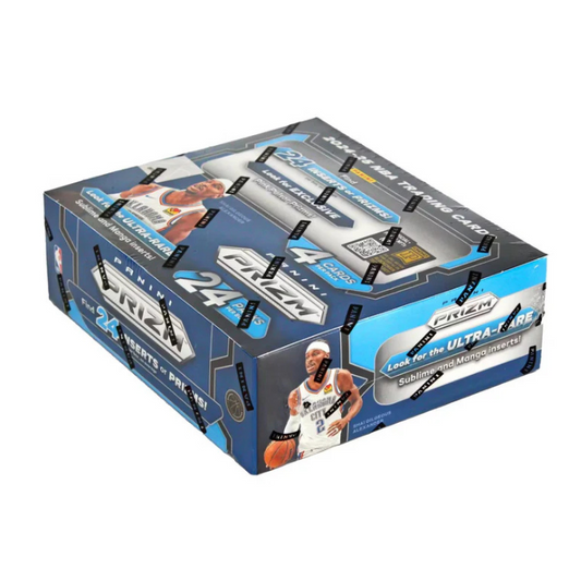 2024-25 Panini Prizm NBA Basketball Display Box featuring multiple sealed retail boxes with exclusive Pink Pulsar Prizms and SSP inserts