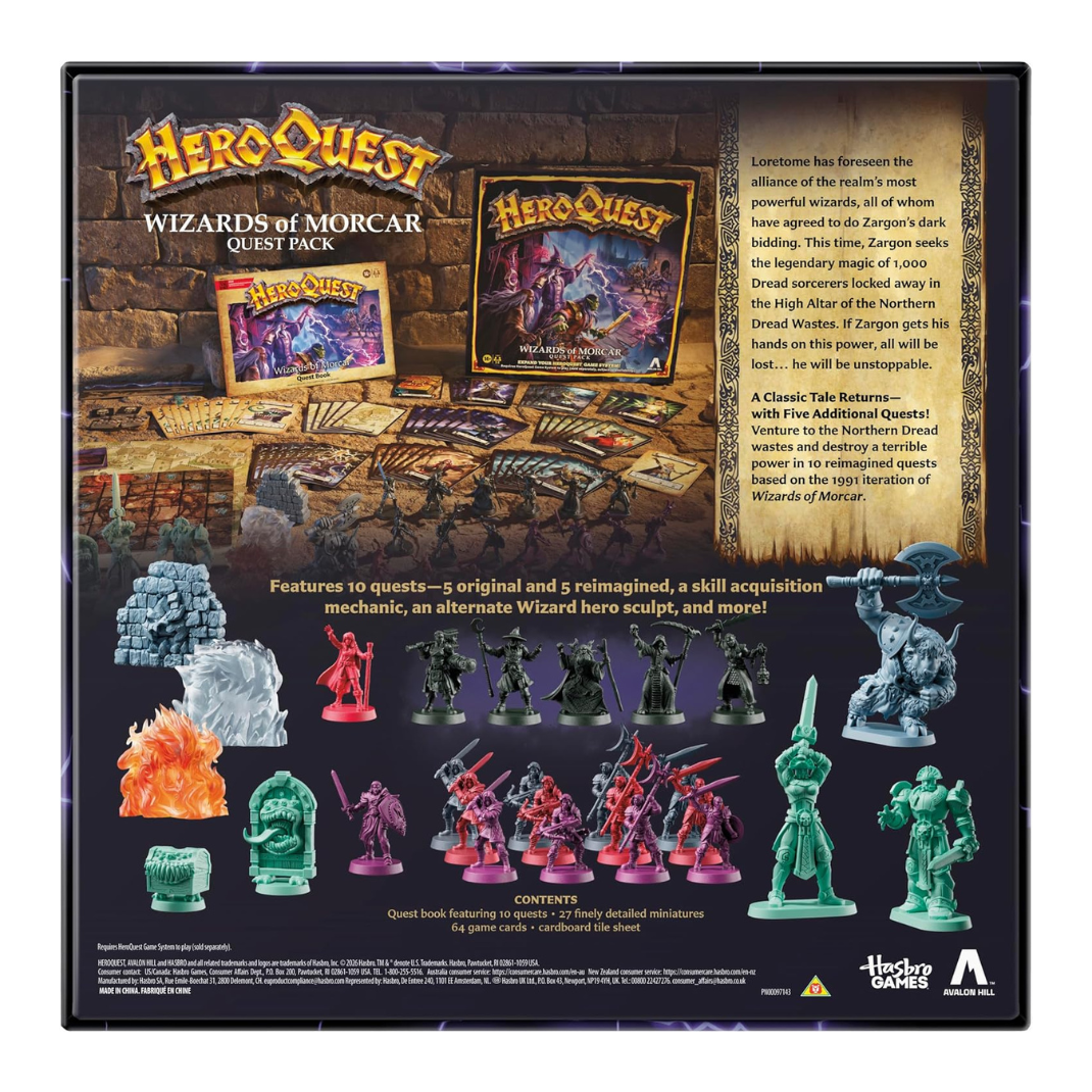 Avalon Hill HeroQuest Wizards of Morcar Quest Pack 10 quests 27 detailed miniatures 64 game cards HeroQuest expansion 2-5 players - Hobby Collectors Australia