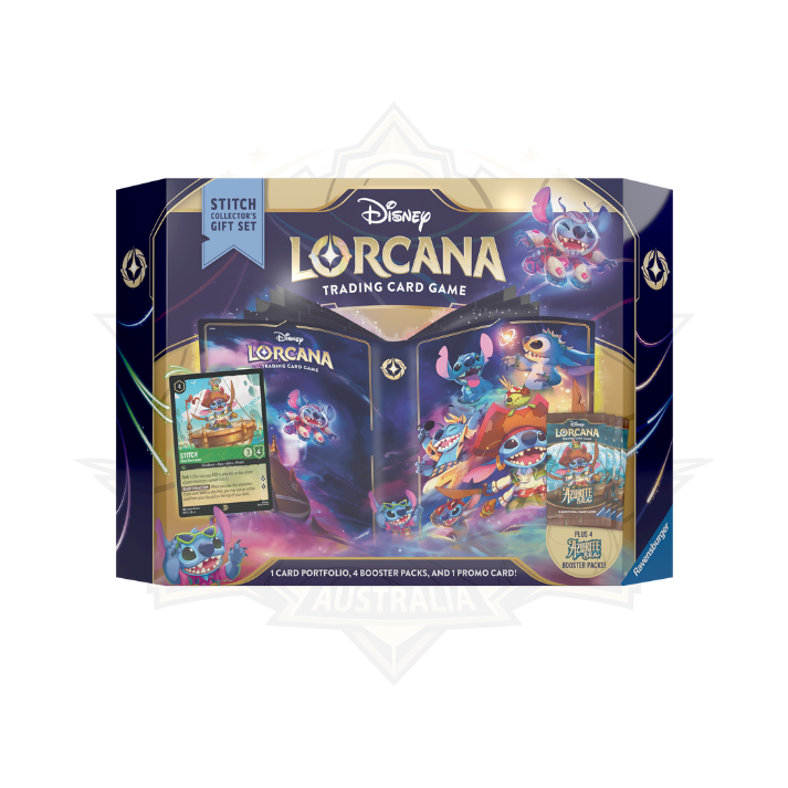 Disney Lorcana Stitch Collector's Gift Set, trading card game box with cards and packs