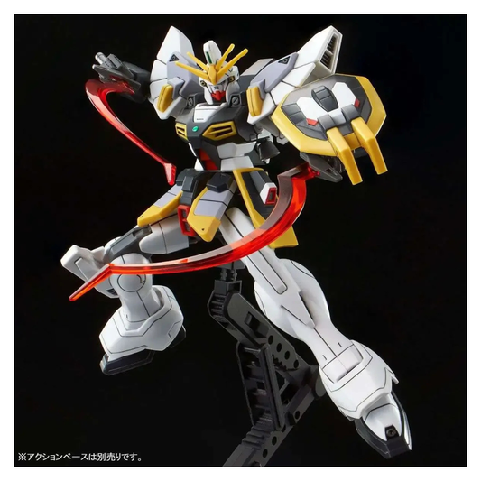 Completed HG Sandrock Custom model kit posing with twin Heat Shotels.