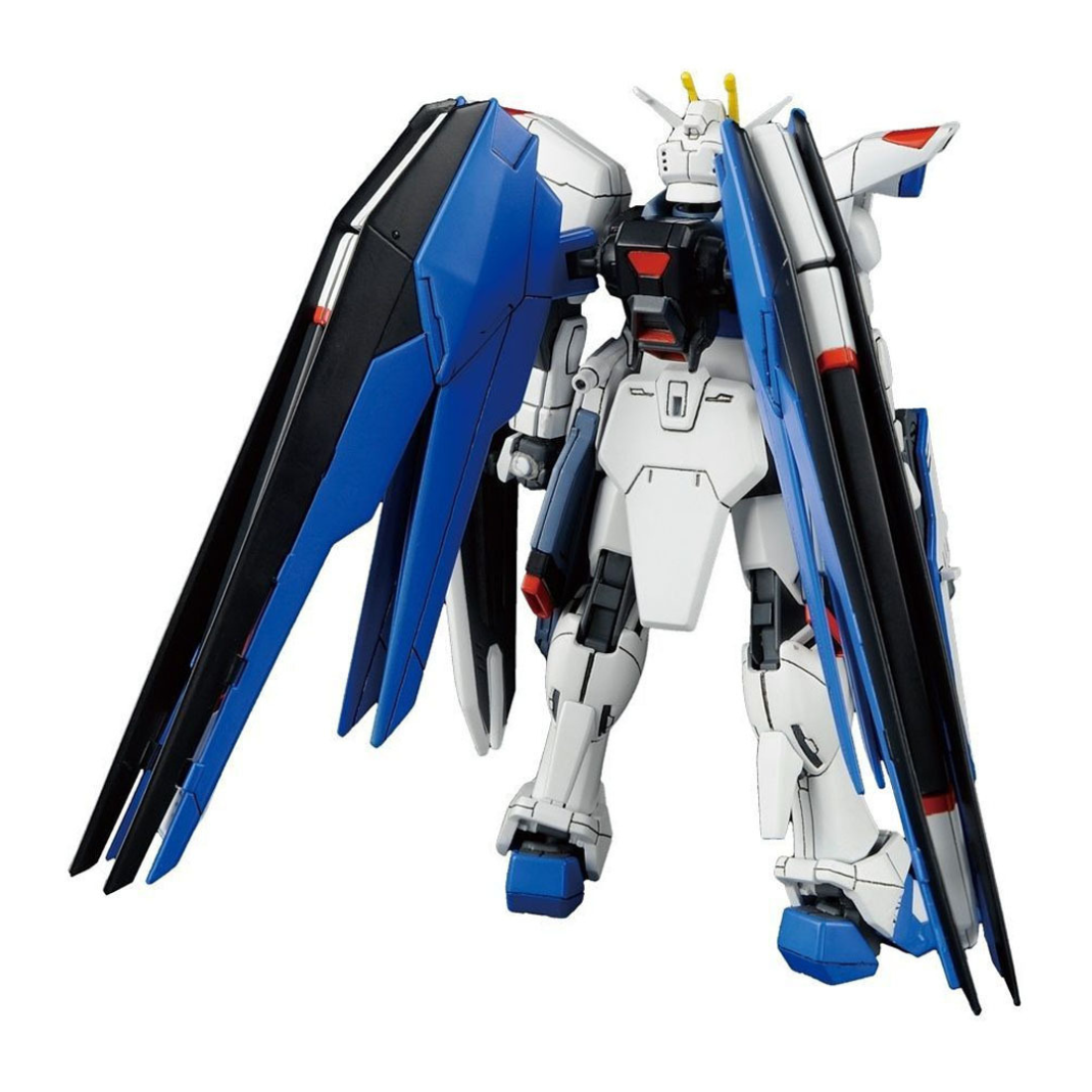 HGCE 1/144 Freedom Gundam model kit fully assembled with weapons from Gundam SEED