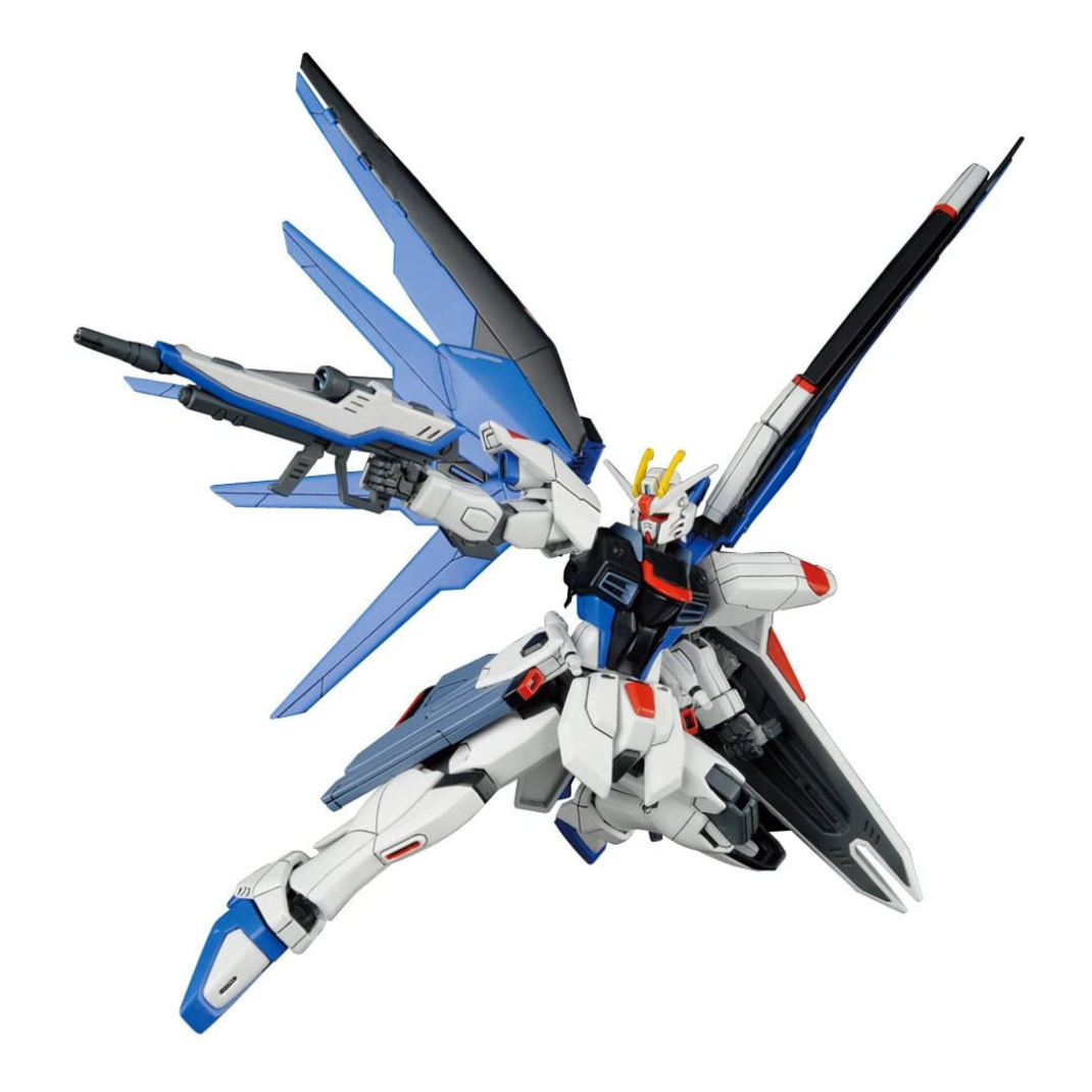 HGCE 1/144 Freedom Gundam model kit fully assembled with weapons from Gundam SEED