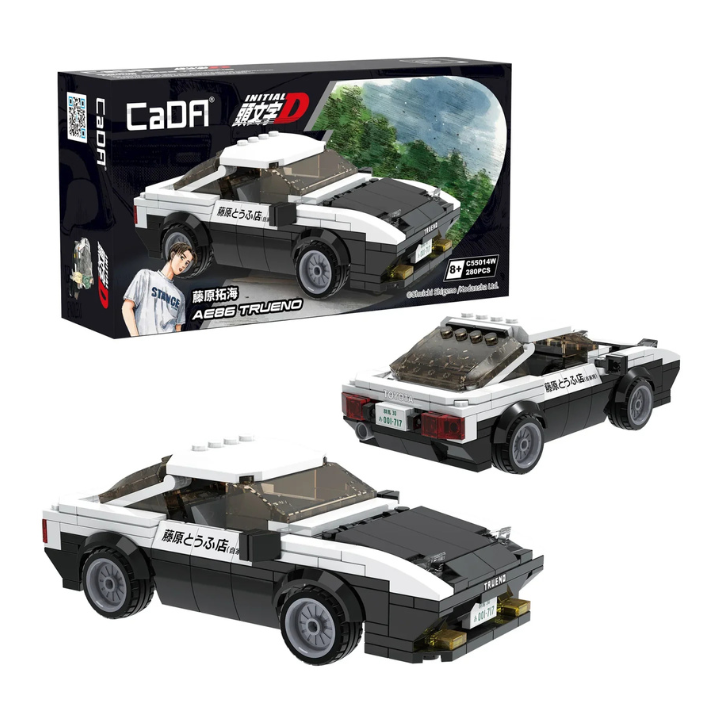 CaDA Initial D Toyota AE86 Trueno brick model kit – 1:24 scale, 280-piece replica of Takumi Fujiwara’s drift car
