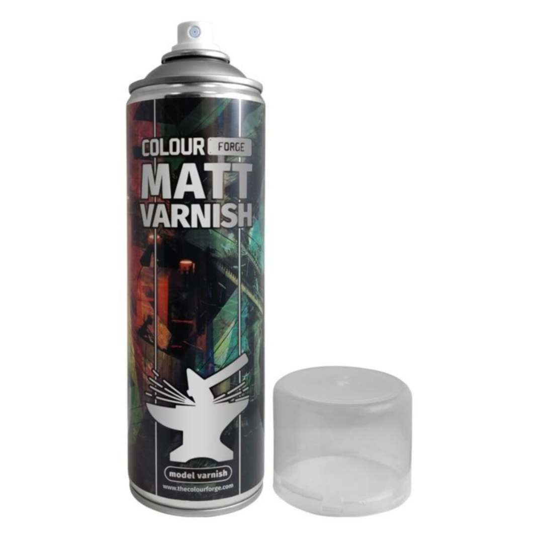 A professional 500ml aerosol can of Colour Forge Standard Grey Spray Primer featuring a grey color-coded cap and clear branding.