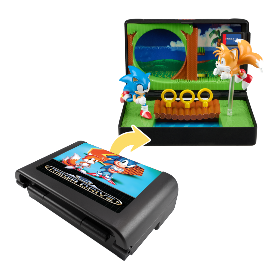 Console Heroes Sonic the Hedgehog 2 Collectible Diorama featuring Sonic in a dynamic pose with retro Sega-inspired design.