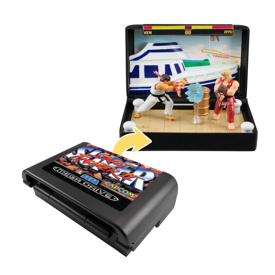 Console Heroes Street Fighter II Collectible Diorama featuring detailed characters and arcade-inspired design.