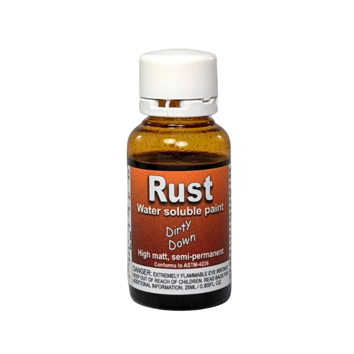 Dirty Down Rust Effect 25ml bottle showcasing realistic rust effect paint for miniatures and models.