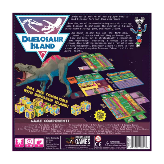 Duelosaur Island: X-Treme Edition board game box showcasing exclusive artwork and components
