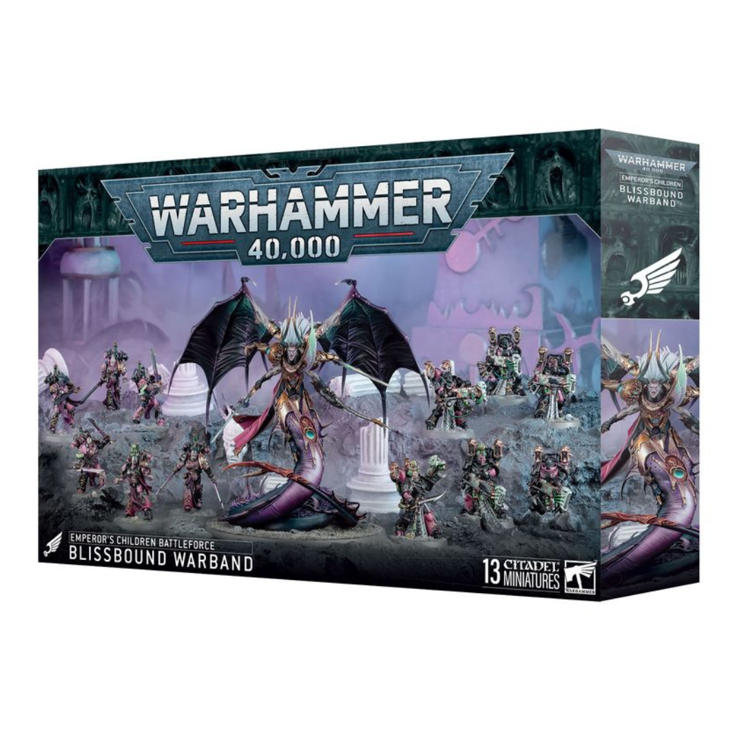 Emperor’s Children Blissbound Warband boxed set – Fulgrim, Flawless Blades, Noise Marines, and transfer sheet