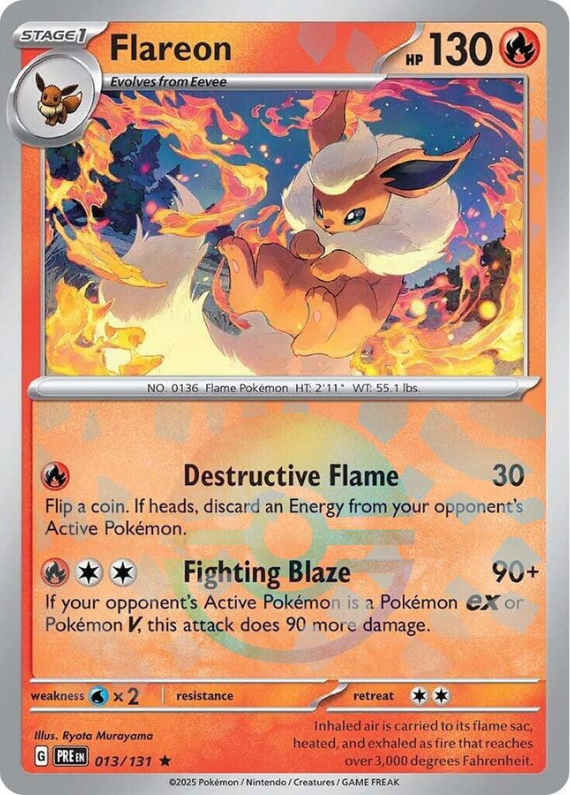 Flareon (13/131) - Scarlet and Violet - Prismatic Evolutions - Reverse Holo (Poke Ball Pattern)- Pokemon