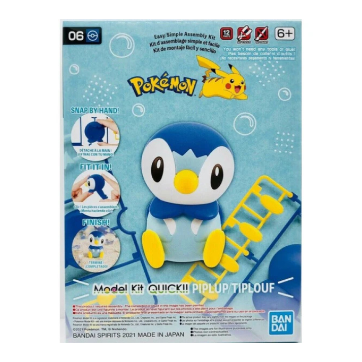 Bandai Pokémon Model Kit Quick!! 06 Piplup G5061573 snap-fit model with 12 easy parts