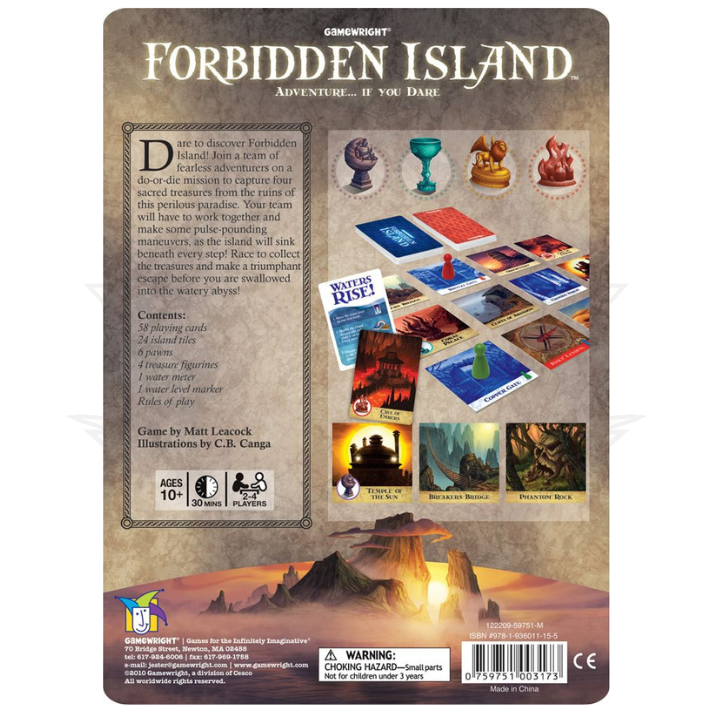 Gamewright Forbidden Island: Adventure If You Dare Card Game Back