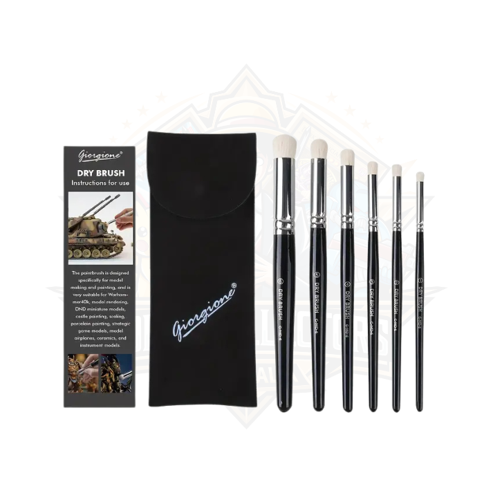 Giorgione 6pc Natural Wool Dry Brush Paintbrush Kit