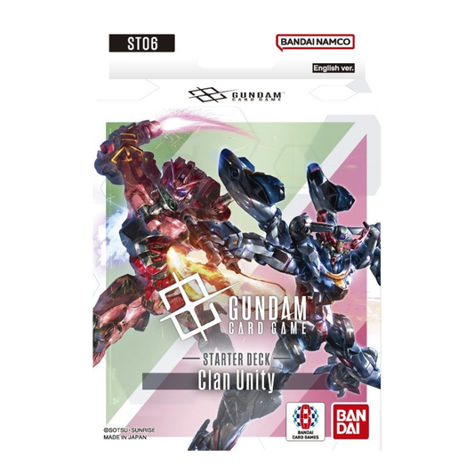 Gundam Card Game Starter Deck Clan Unity ST06 featuring Mobile Suits, pilots, and pre-constructed cards