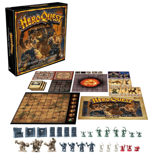 HeroQuest Ogre Horde expansion components and miniatures