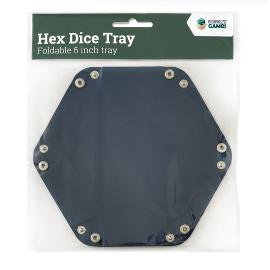 LPG Essentials: Hex Dice Tray 6" — Foldable Leather Dice Tray | Black, White, Blue, Red & Green