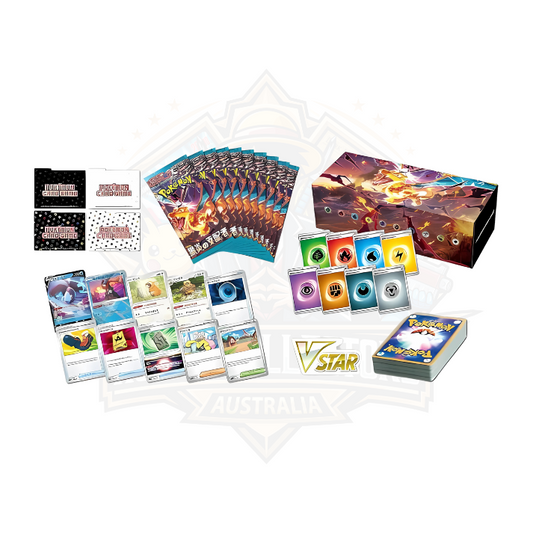 Japanese Pokemon TCG Scarlet & Violet – Ruler of the Black Flame Deck build Box contents