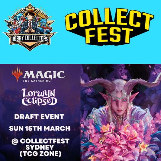 Magic: The Gathering Lorwyn Eclipsed Draft event banner – CollectFest Sydney 2026, TCG Zone by Hobby Collectors Australia