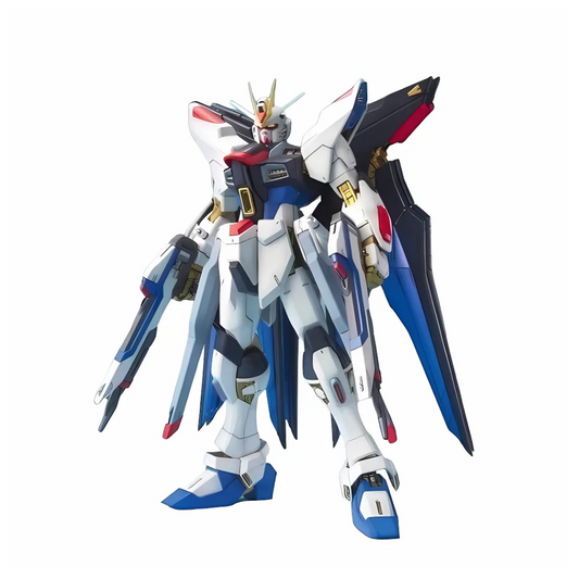 Bandai MG Strike Freedom Gundam 1/100 fully built with wings deployed and beam rifles drawn