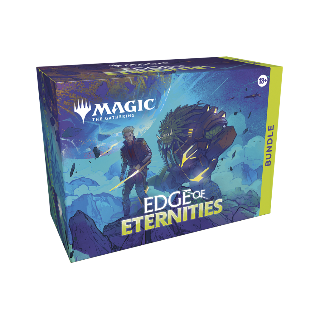 Magic: The Gathering Edge of Eternities Bundle – Includes boosters, foil lands, spindown die, and storage box.