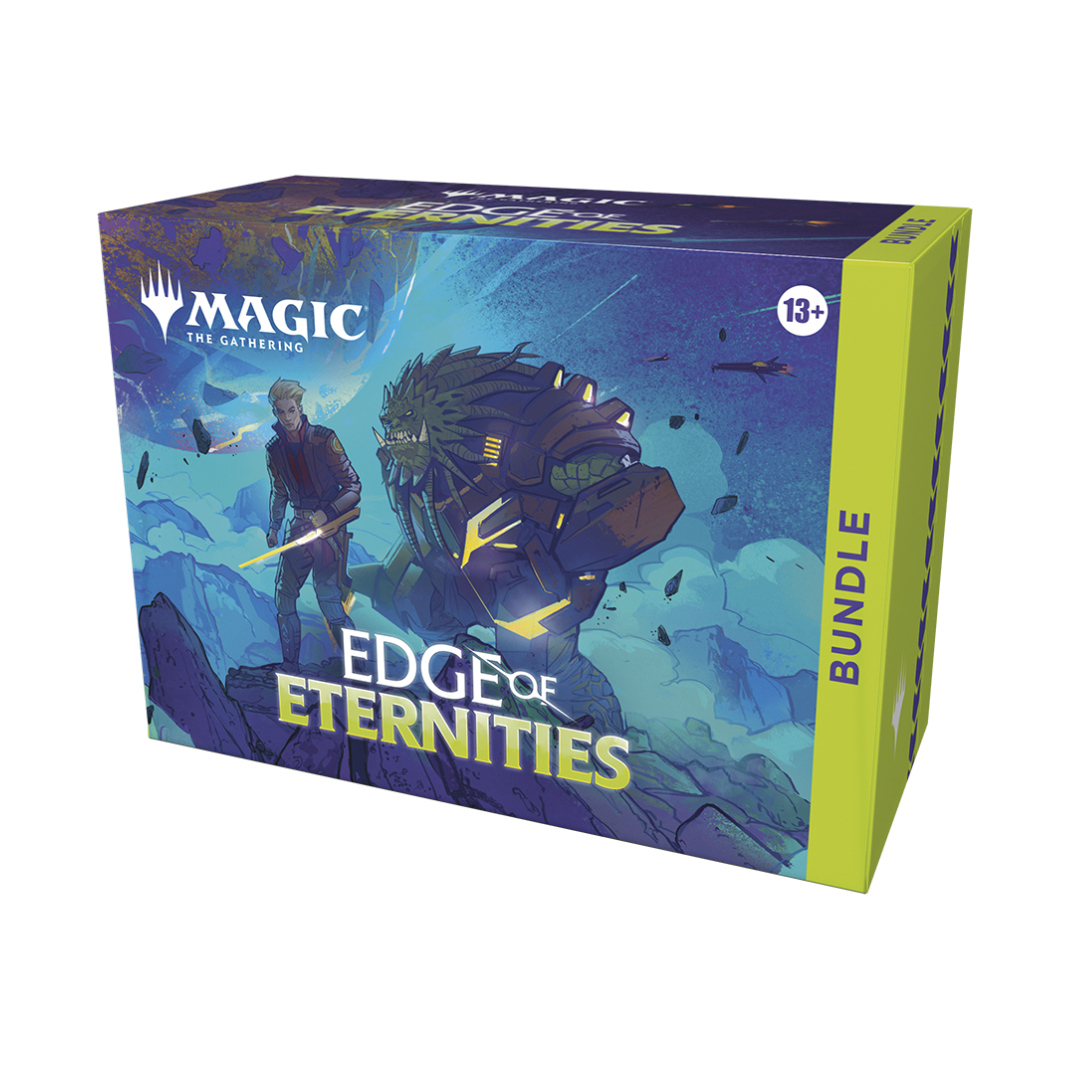 Magic: The Gathering Edge of Eternities Bundle – Includes boosters, foil lands, spindown die, and storage box.