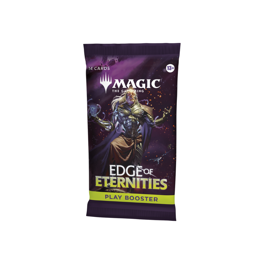 Magic: The Gathering Edge of Eternities Play Booster Pack – Includes 14 cards and 1 token, with rare and foil possibilities.