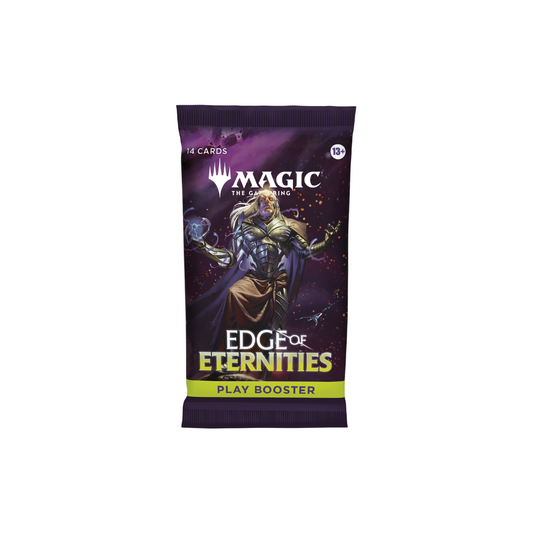 Magic: The Gathering Edge of Eternities Play Booster Pack – Includes 14 cards and 1 token, with rare and foil possibilities.
