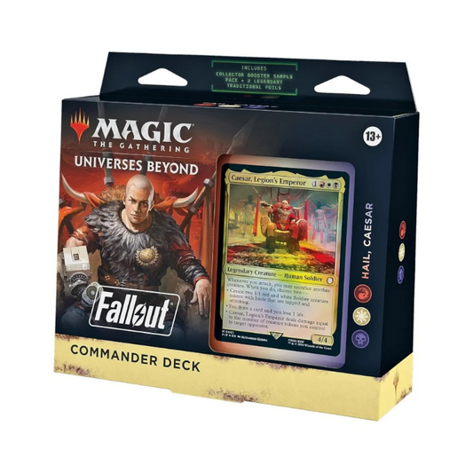 Magic: Universes Beyond Fallout Commander Deck – Hail, Caesar sealed product box featuring Caesar’s Legion artwork