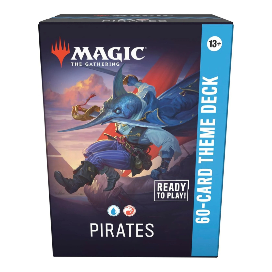 The Magic: The Gathering Lorwyn Eclipsed Pirates Theme Deck box, featuring Captain Howler leading a crew of pirates onto a coastal battlefield.