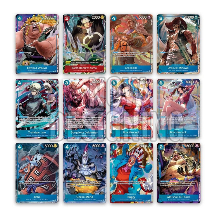 One Piece Card Game 9-Pocket Binder Set featuring the Seven Warlords of the Sea artwork.