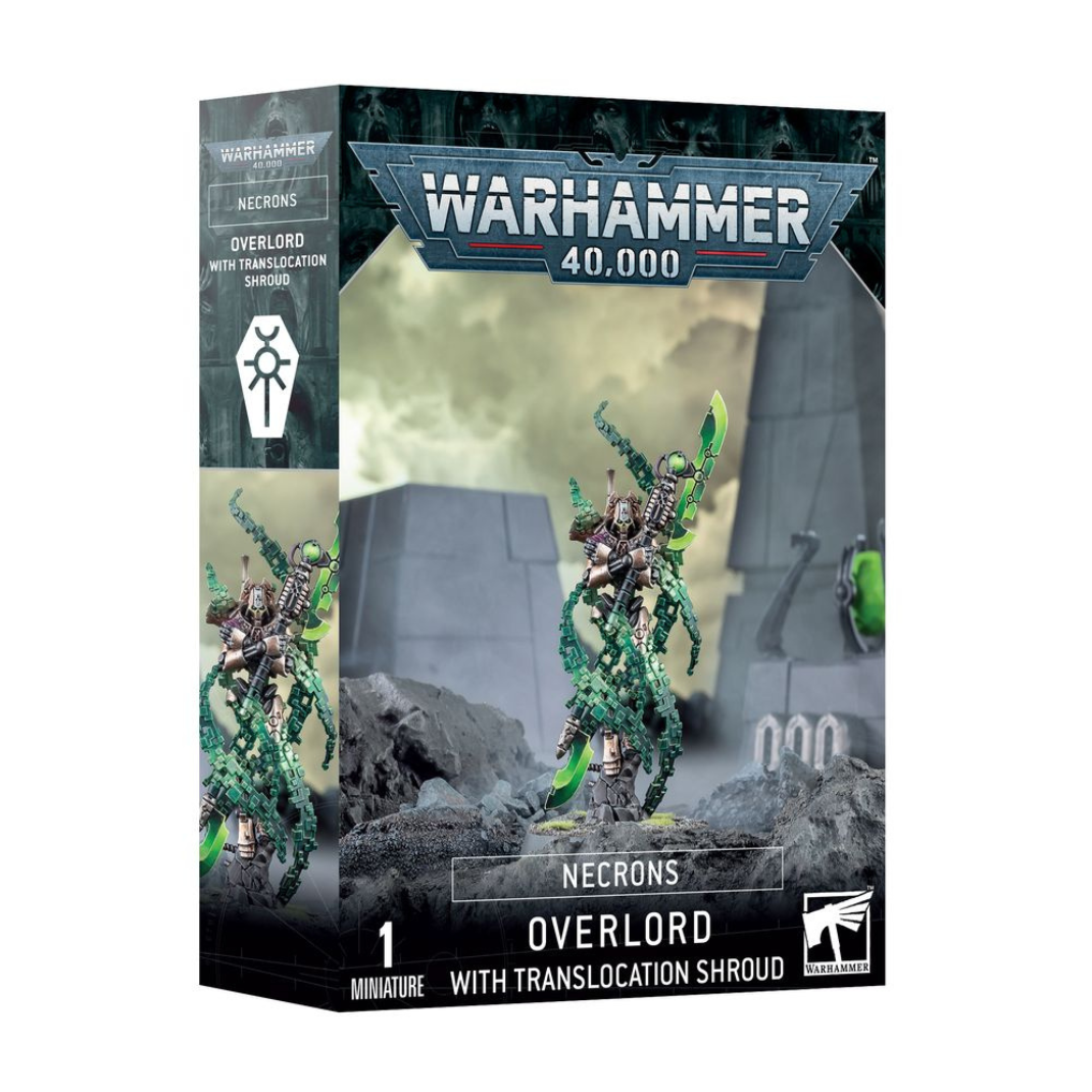 Necrons Overlord with Translocation Shroud miniatures kit – Necron leader phasing through terrain with Translocation Shroud and hyperphase blade