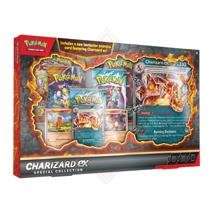 Pokemon Charizard ex Special Collection box featuring cards and booster packs