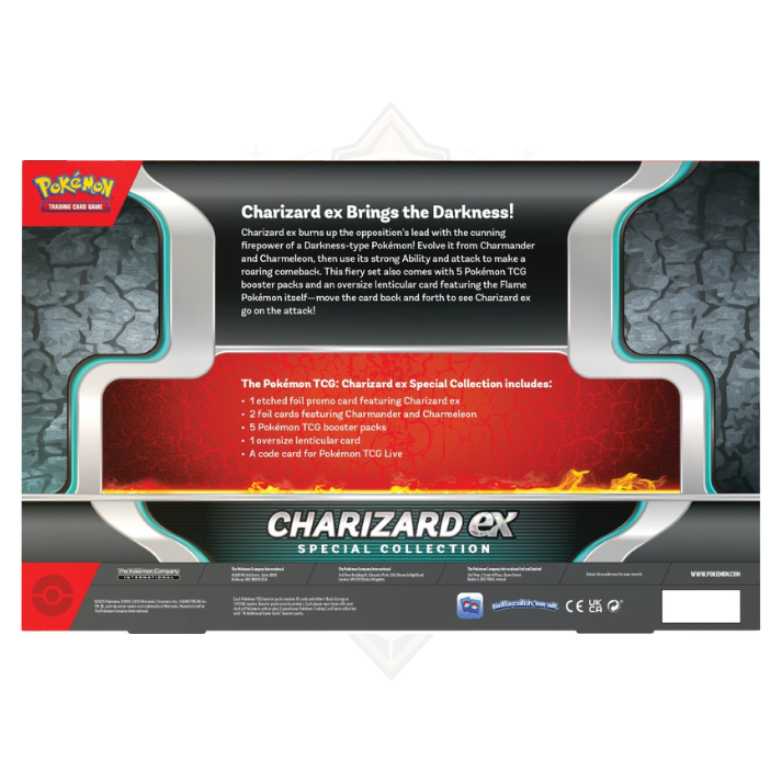 Pokémon TCG: Charizard ex Special Collection – Includes etched foil Charizard ex, Charmander and Charmeleon foil cards, 5 booster packs, and a lenticular oversize card