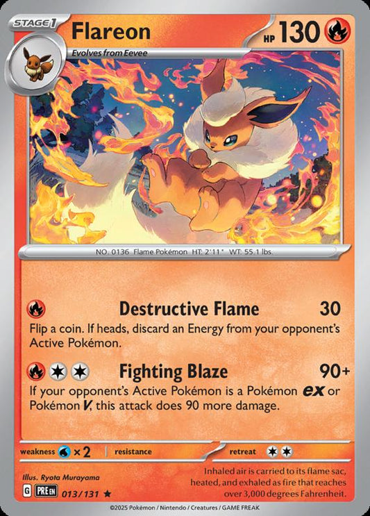 Flareon (13/131) - Scarlet and Violet - Prismatic Evolutions - Reverse Holo (Poke Ball Pattern)- Pokemon