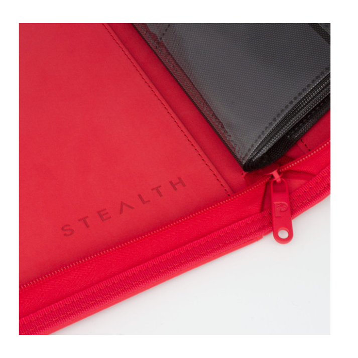 Palms Off Gaming STEALTH 12-Pocket Red Zip Trading Card Binder – holds up to 480 cards