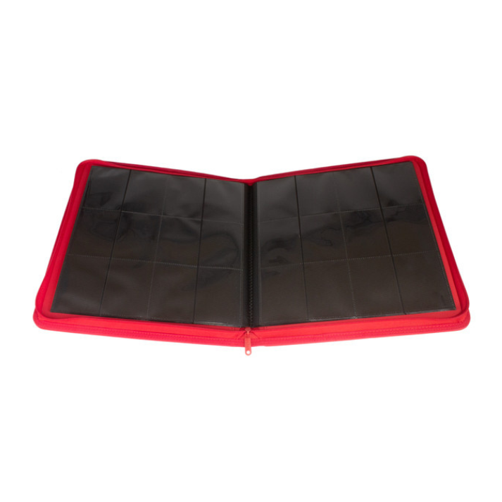 Palms Off Gaming STEALTH 12-Pocket Red Zip Trading Card Binder – holds up to 480 cards