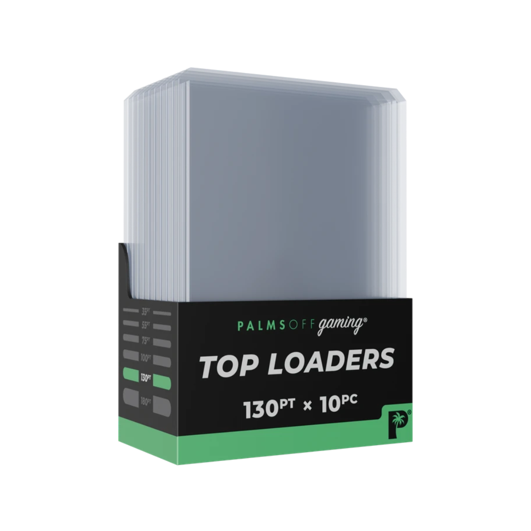 Palms Off Gaming 130pt Top Loaders 10 pack, front of packaging