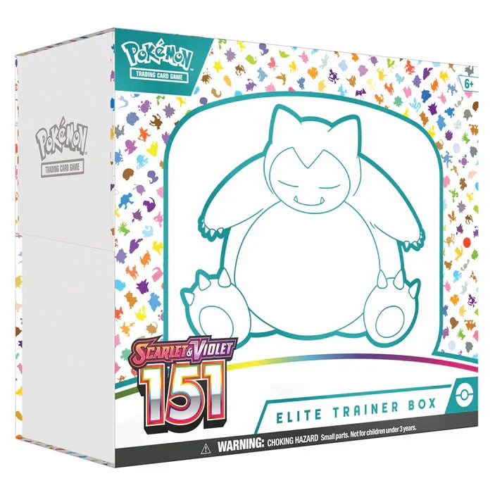 Pokemon Scarlet and Violet 151 Elite Trainer Box featuring Snorlax artwork.