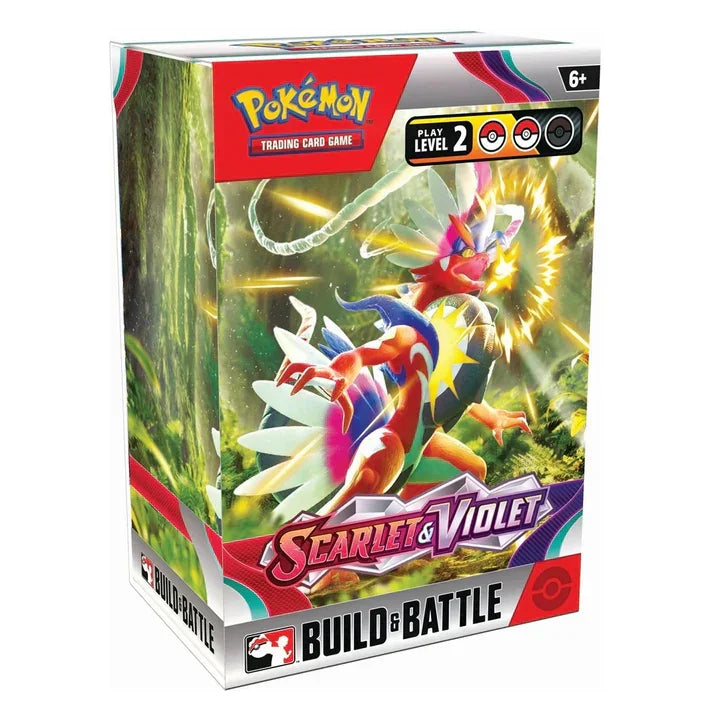 Pokemon Scarlet & Violet Build & Battle TCG box featuring legendary Pokemon artwork