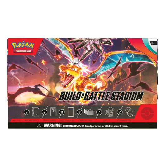 Pokemon Scarlet & Violet Obsidian Flames Build & Battle Stadium TCG box with Charizard art