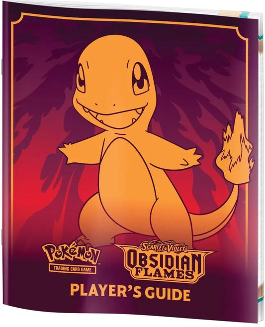 Pokemon Scarlet & Violet Obsidian Flames Elite Trainer Box booklet featuring Charmander on the cover