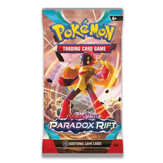 Pokemon Scarlet & Violet Paradox Rift booster pack featuring Iron Hands artwork