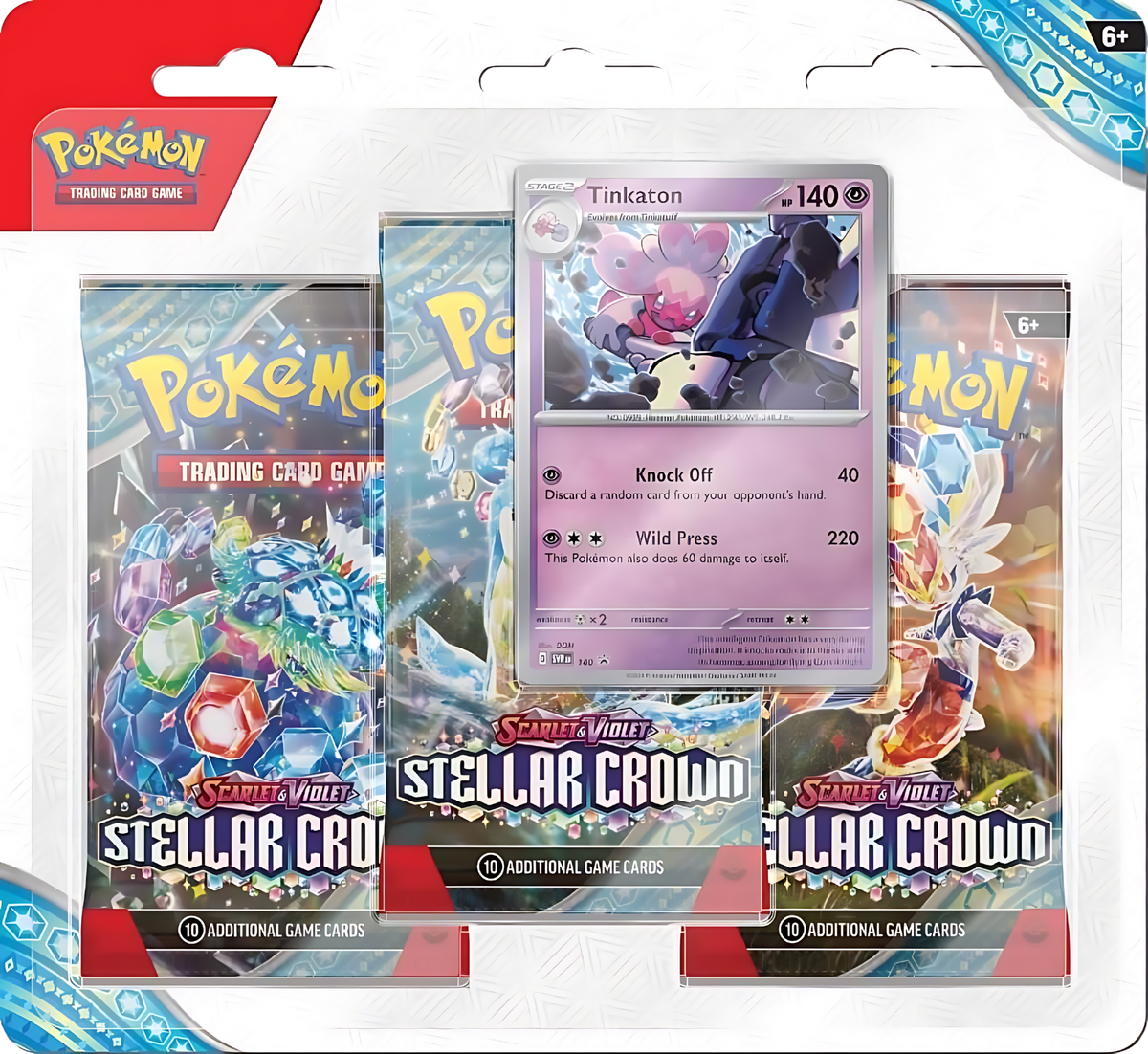 Pokemon TCG Scarlet Violet Stellar Crown three pack blister with Tinkaton promo card