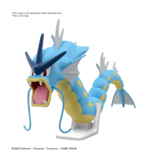 Bandai Pokémon Model Kit Gyarados G5064249 snap-fit model posed with display stand