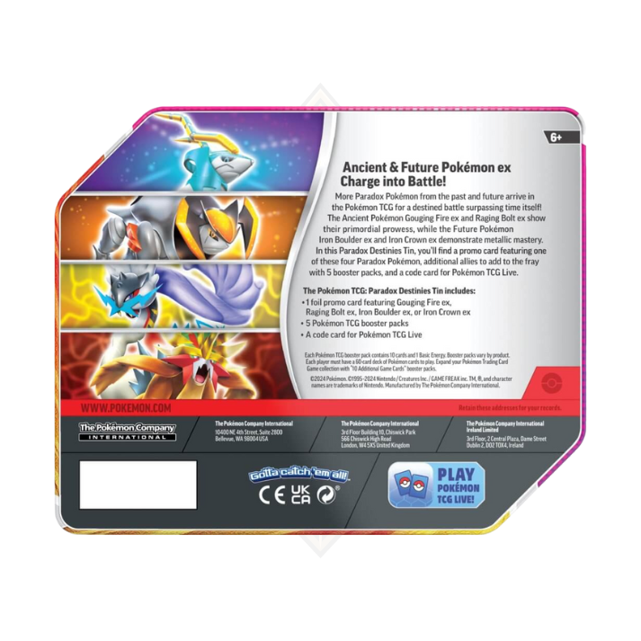 Pokemon Paradox Destiny Tin Back