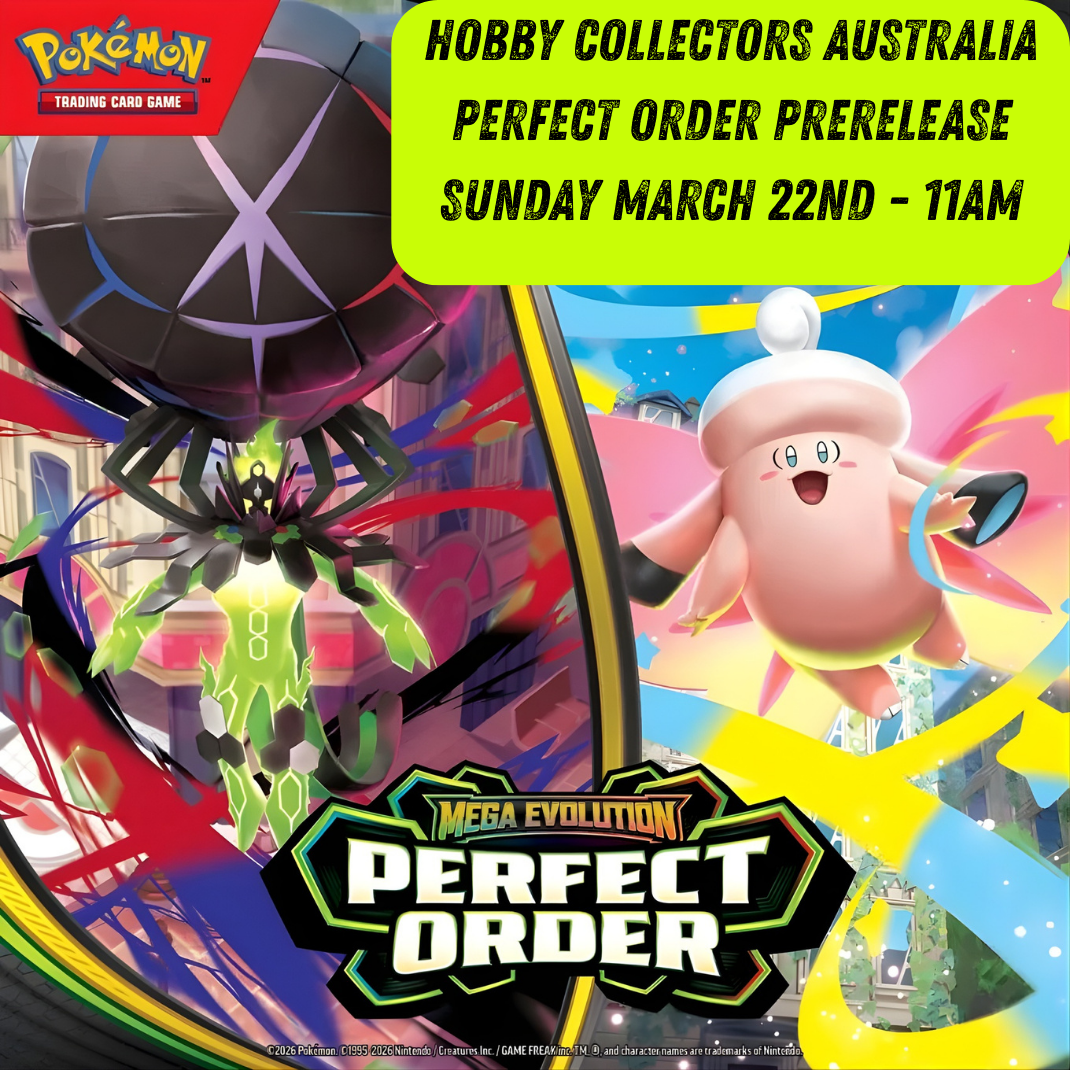 Pokemon TCG Mega Evolution Perfect Order Prerelease Event Hobby Collectors Australia March 2026