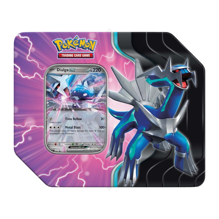 Pokemon TCG Azure Legends tin featuring Dialga EX promo card and dynamic Dialga artwork