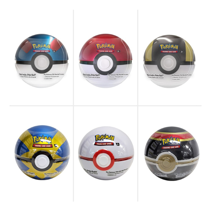 Pokémon TCG: Best of Poké Ball Tin featuring Poké Ball, Great Ball, and Ultra Ball designs.