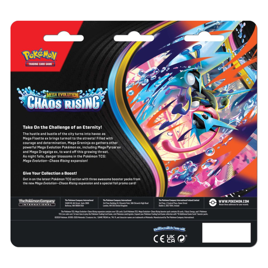 Pokemon TCG Mega Evolution Chaos Rising 3-Booster Blister 3 packs exclusive foil promo card Mega Greninja ex sealed - Hobby Collectors Australia