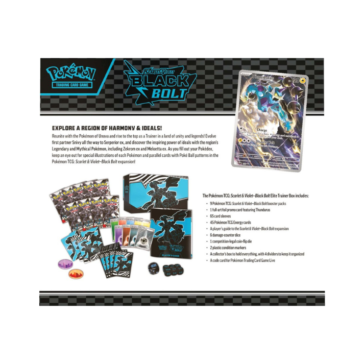 Pokémon TCG Scarlet & Violet—Black Bolt Elite Trainer Box – Includes 9 Booster Packs and Exclusive Promo Card